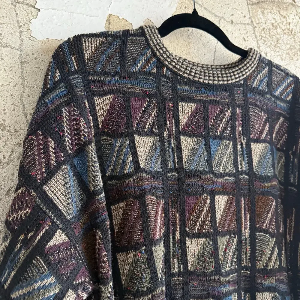 Vtg 90s Coogi Style‎ Sweater Mens Large Tall Checkered Knit Pullover Grandpacore